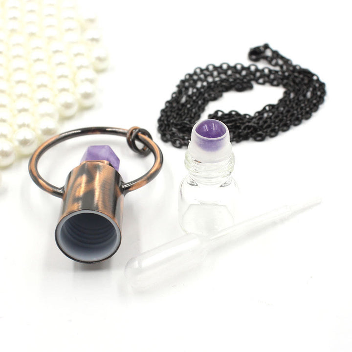 Pendentif bouteille de parfum en cristal naturel prismatique Olivenorma