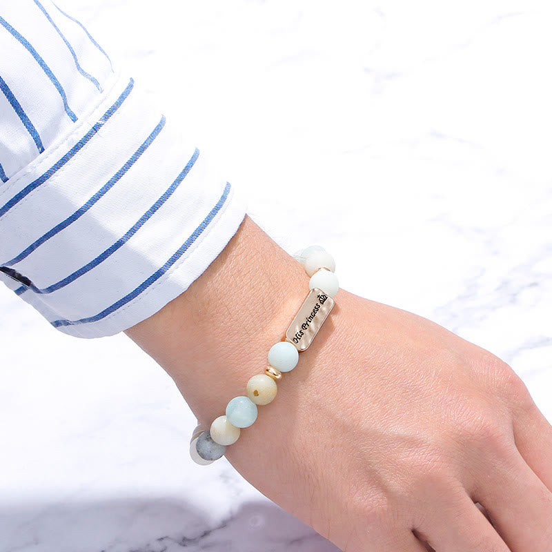 Bracelet gravé en 2 pièces avec pierres précieuses naturelles Olivenorma His Princess Her Prince