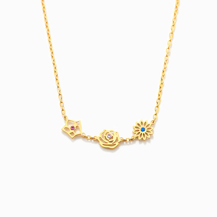 Bracelet avec pierres de naissance et fleurs de naissance Olivenorma 1-8