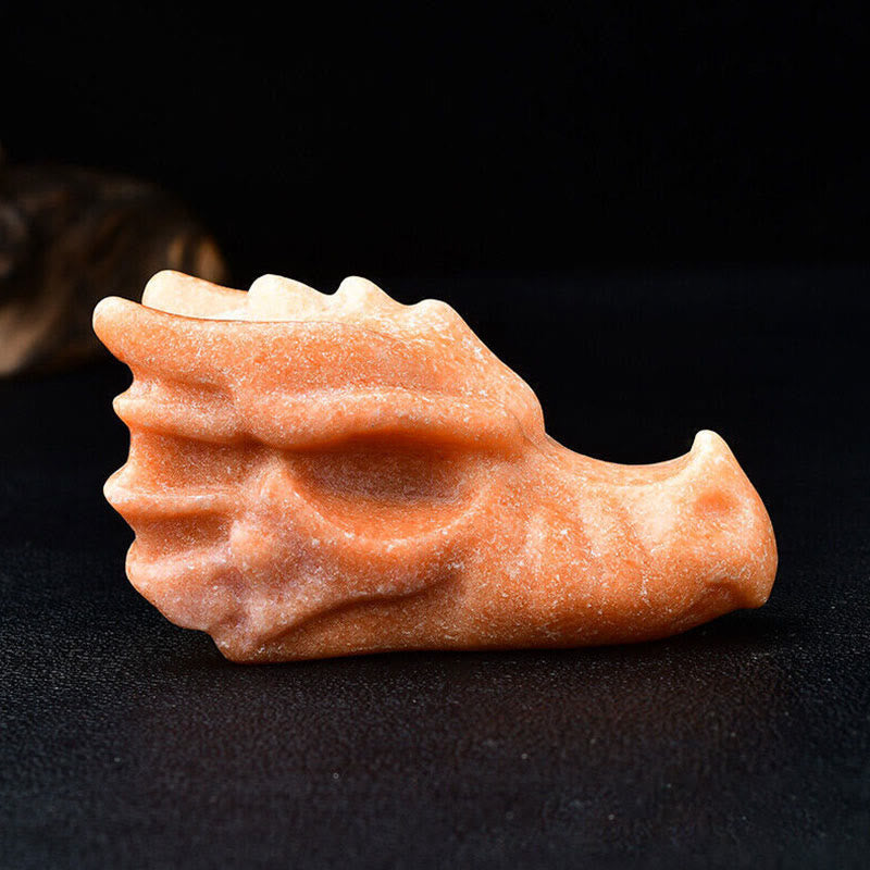 Décoration en pierre précieuse de crâne de dragon de 3,2 pouces Olivenorma