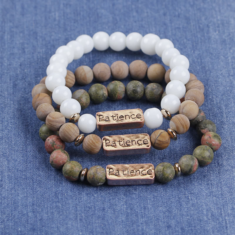 Bracelet gravé avec pierres précieuses naturelles Olivenorma Mom Patience