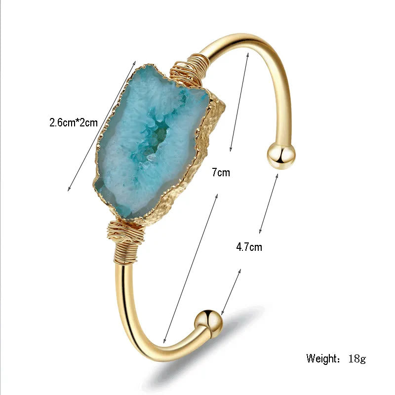 Bracelet fait main en pierre naturelle d'agate irrégulière enroulée en grappe