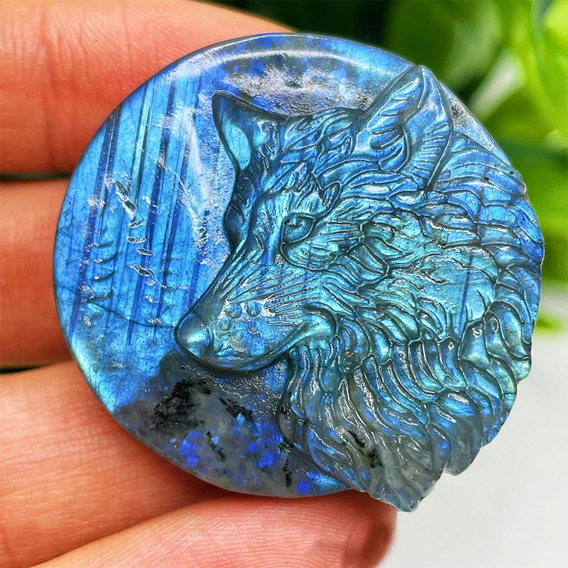 Ornements de visage de lune en labradorite naturelle Olivenorma Décoration en pierres précieuses