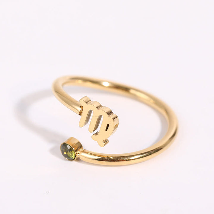Bague avec pierre de naissance du zodiaque Olivenorma