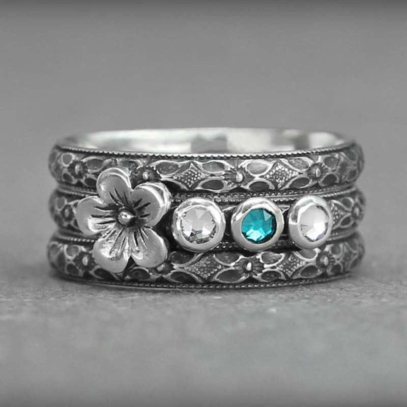 Bague de naissance avec pierre de naissance personnalisée et gravée Olivenorma
