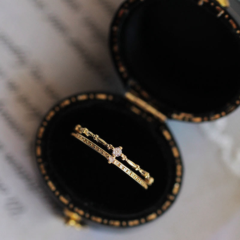 Bague à deux canapés en argent sterling S925 avec zircon blanc Olivenorma