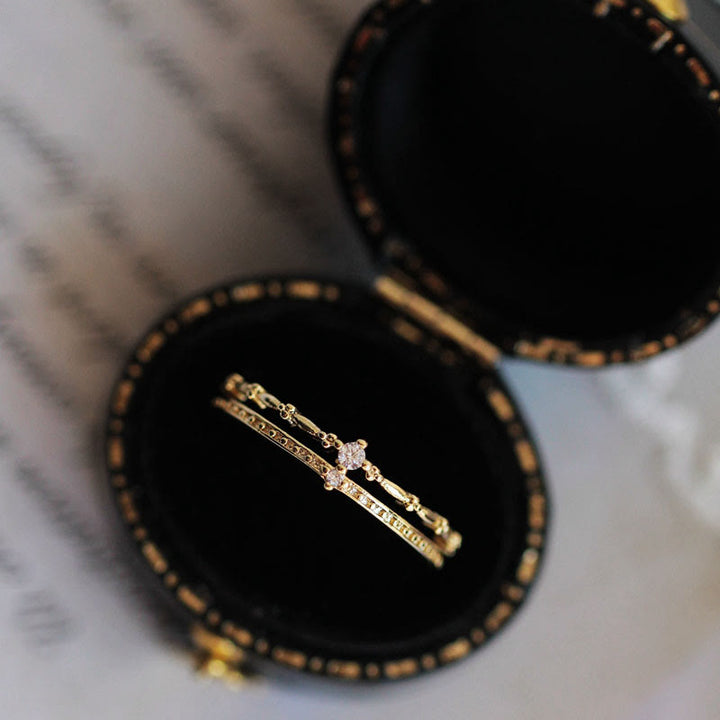 Bague à deux canapés en argent sterling S925 avec zircon blanc Olivenorma