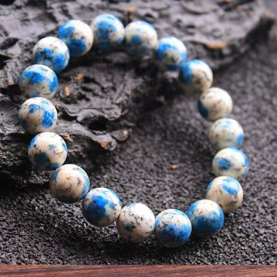 Bracelet en pierre énergétique en perles d'azurite naturelle de 11 mm Olivenorma