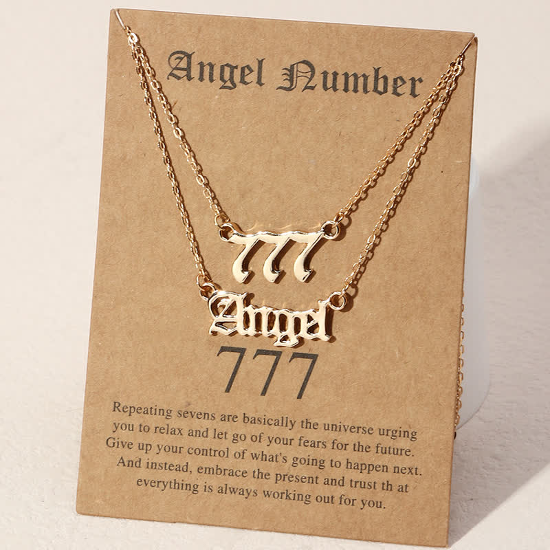 Collier double délicat avec chiffres et anges Olivenorma
