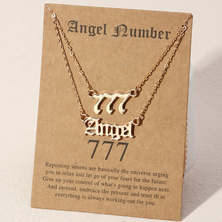 Collier double délicat avec chiffres et anges Olivenorma