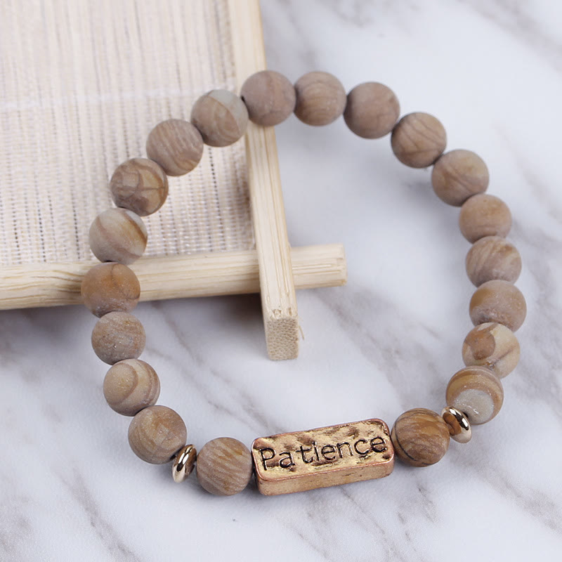 Bracelet gravé avec pierres précieuses naturelles Olivenorma Mom Patience