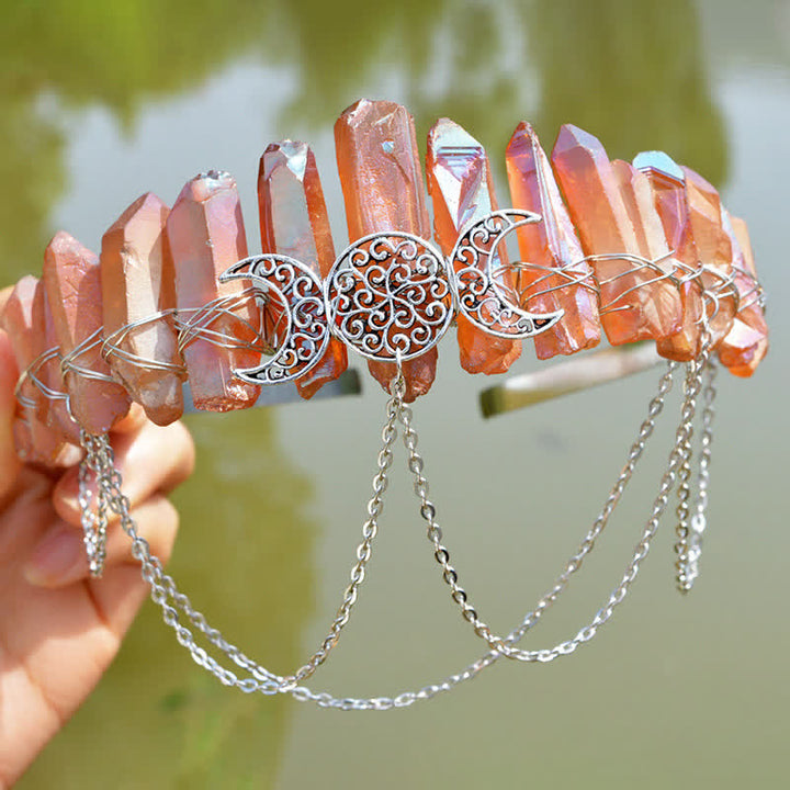 Couronne de cristal naturel de déesse de croissant de lune Olivenorma