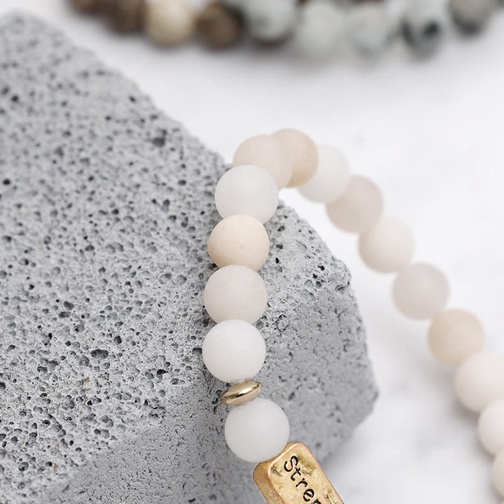 Bracelet gravé robuste en pierres précieuses naturelles Olivenorma