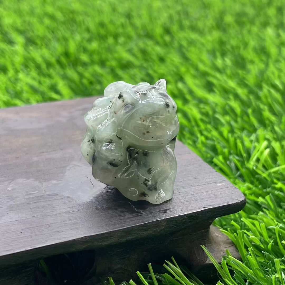 Décoration en pierre précieuse de renard à neuf queues en pierre naturelle Olivenorma de 3 cm