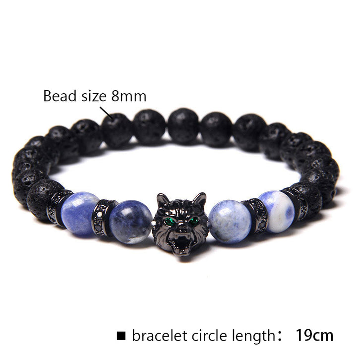 Bracelet Loup en Agate Dentelle Bleue Olivenorma