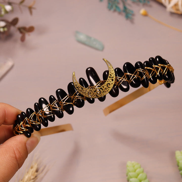 Couronne de cristal de lune en fil d'or et pierre naturelle Olivenorma