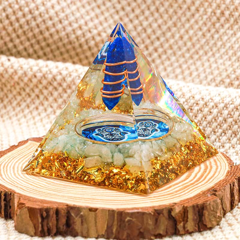 Pilier en lapis-lazuli Olivenorma Hamsa Energy Orgone Pyramid