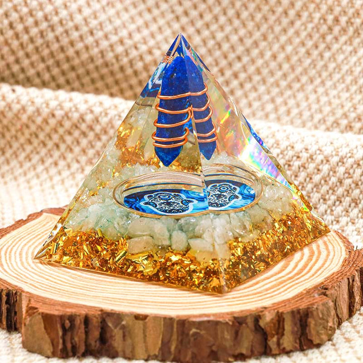 Pilier en lapis-lazuli Olivenorma Hamsa Energy Orgone Pyramid