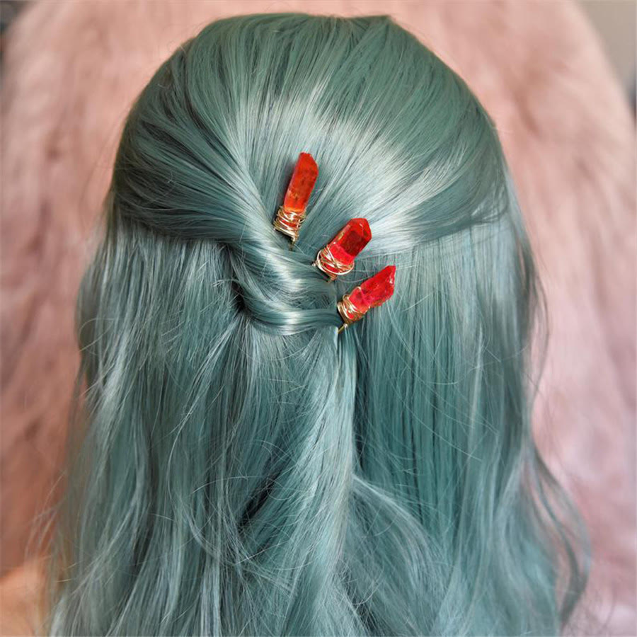 Épingle à cheveux en cristal faite à la main Olivenorma - Quartz rubis - image 1
