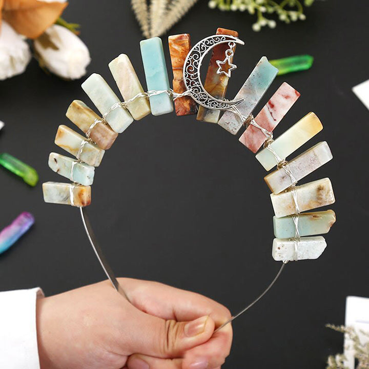 Couronne de cristal à tube plat en forme d'étoile de lune tridimensionnelle Olivenorma