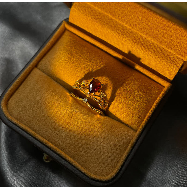 Bague ajustable modelable en couronne de grenat Olivenorma