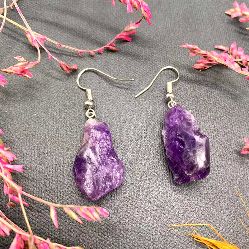 Boucles d'oreilles irrégulières en améthyste naturelle Olivenorma
