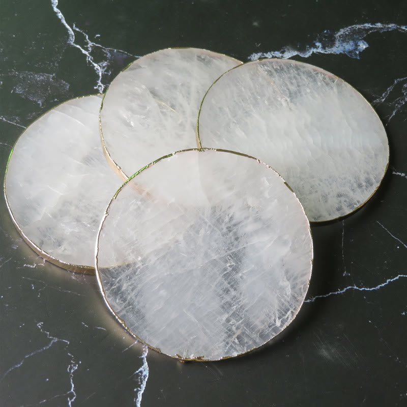 Dessous de verre rond en cristal transparent Olivenorma, décoration en pierres précieuses