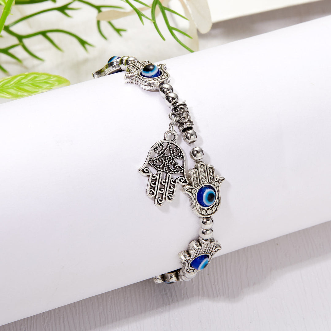 Bracelet pendentif Hamsa mauvais œil en époxy et zircon Olivenorma