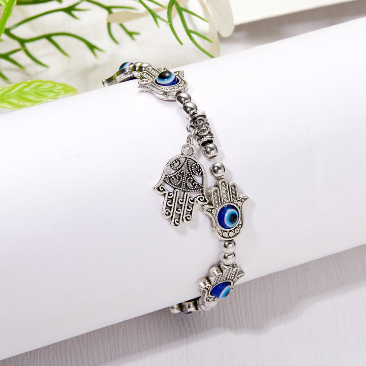 Bracelet pendentif Hamsa mauvais œil en époxy et zircon Olivenorma