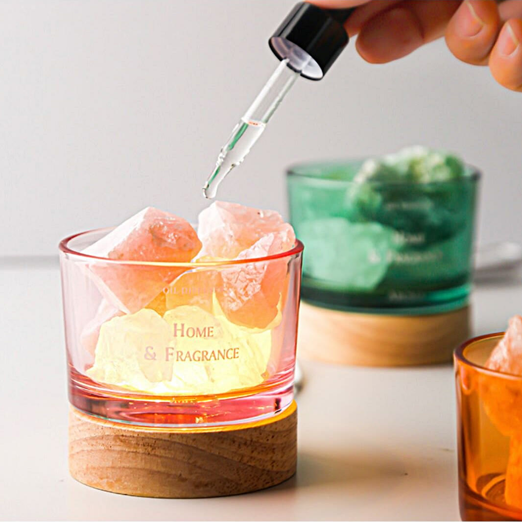 Lampe d'aromathérapie en cristal pour diffuseur d'huiles essentielles sans feu Olivenorma