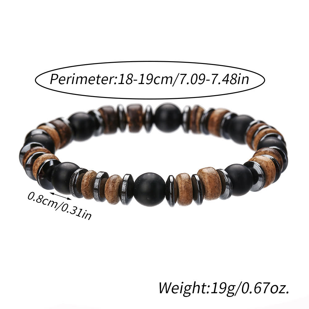 Bracelet de perles en onyx noir, hématite et bronzite de 8 mm Olivenorma