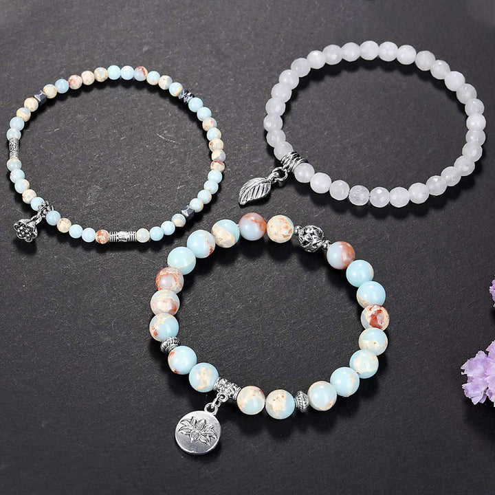 Bracelet 3 pièces en pierre de l'empereur du lotus