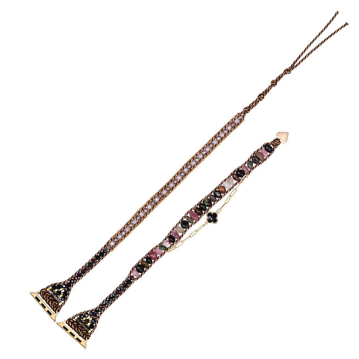 Bracelet enveloppant pour Apple Watch en obsidienne à quartz fraise Olivenorma