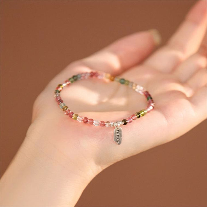 Bracelet porte-bonheur en perles de tourmaline naturelle Olivenorma de 3 cm
