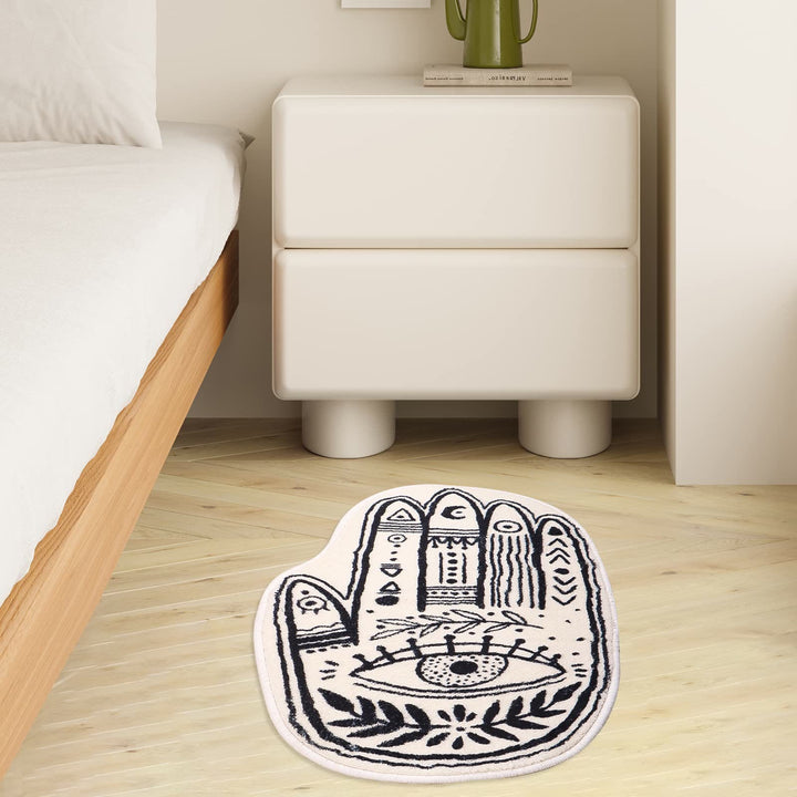 Tapis doux avec symbole Hamsa blanc Olivenorma