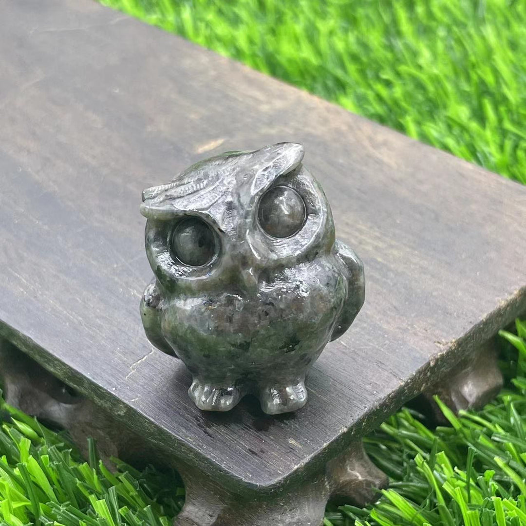 Ornement de hibou en cristal naturel Olivenorma de 3,5 cm, décoration en pierres précieuses