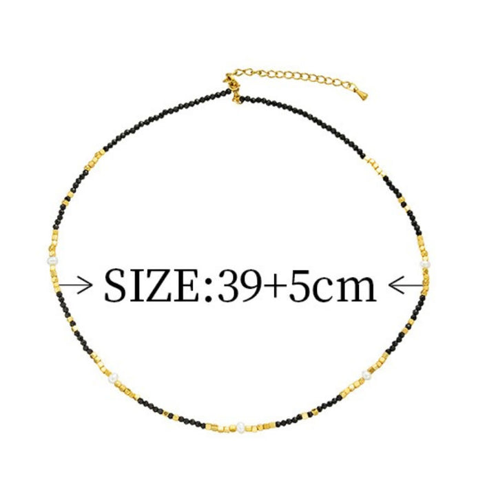 Collier de clavicule en perles d'obsidienne noire Olivenorma