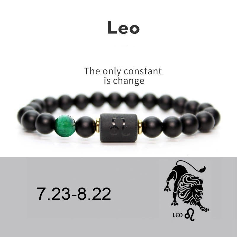 Bracelet homme en onyx noir naturel avec signe du zodiaque Olivenorma