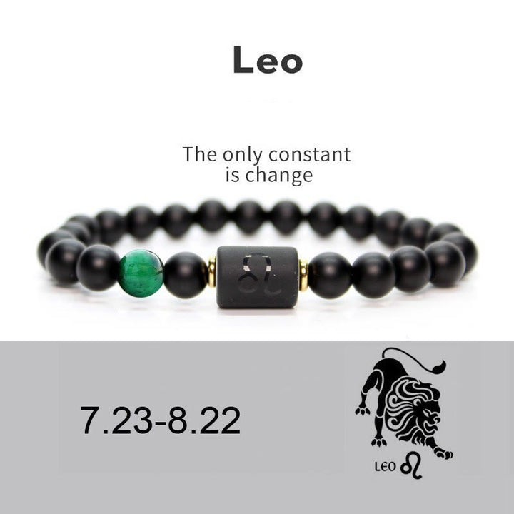 Bracelet homme en onyx noir naturel avec signe du zodiaque Olivenorma
