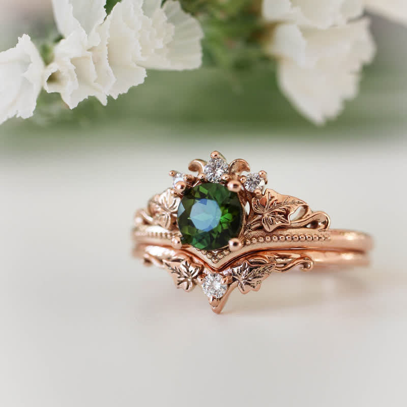 Bague en cristal naturel émeraude Alexandrite Olivenorma