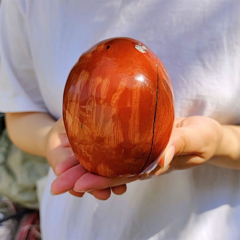 Crâne en cristal de décoration en pierre précieuse de jaspe rouge naturel Olivenorma 10 cm