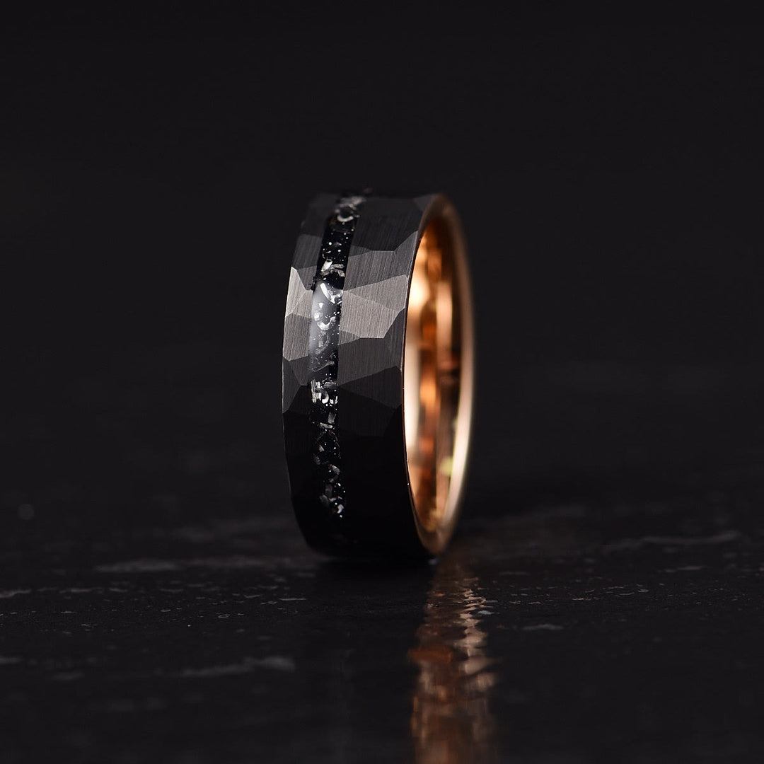 Bague en carbure de tungstène avec tourmaline noire Olivenorma 8 mm