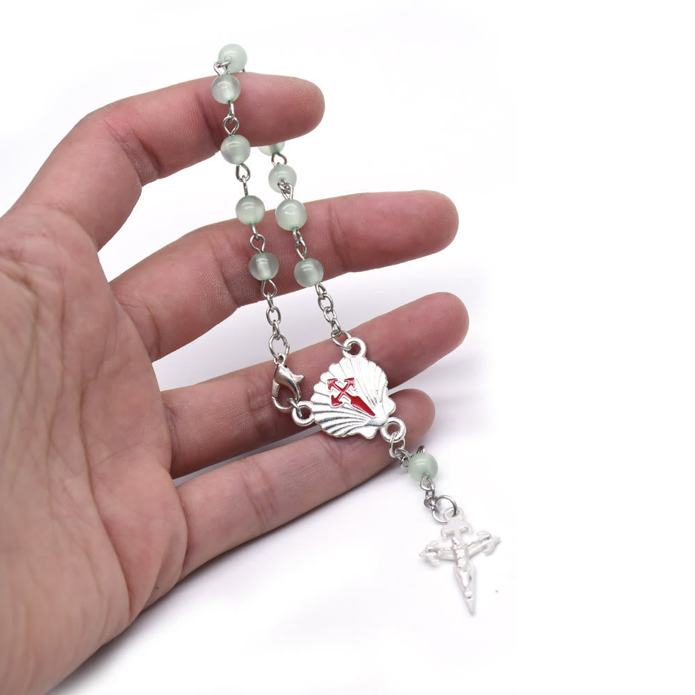 Bracelet chapelet et croix en aventurine verte Olivenorma