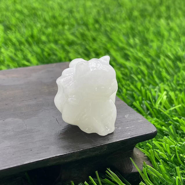 Décoration en pierre précieuse de renard à neuf queues en pierre naturelle Olivenorma de 3 cm