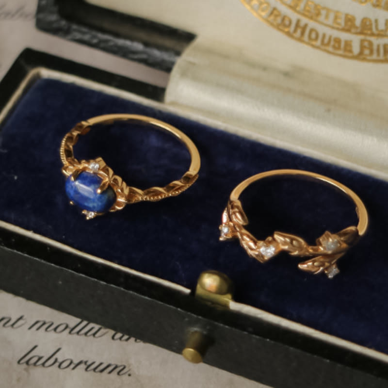 Olivenorma « Toutes les pensées sont des étoiles » – Bague rétro en lapis-lazuli