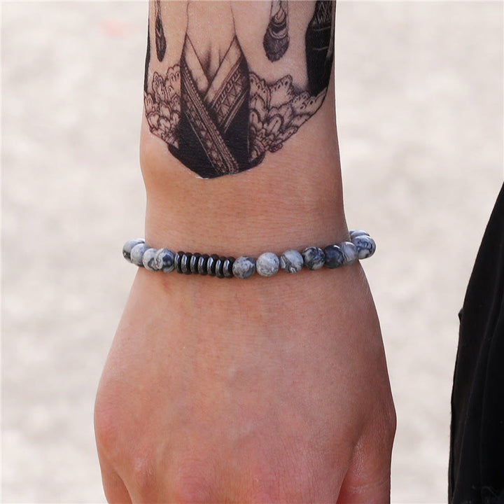 Bracelet homme en perles de pierre naturelle Olivenorma de 6 mm