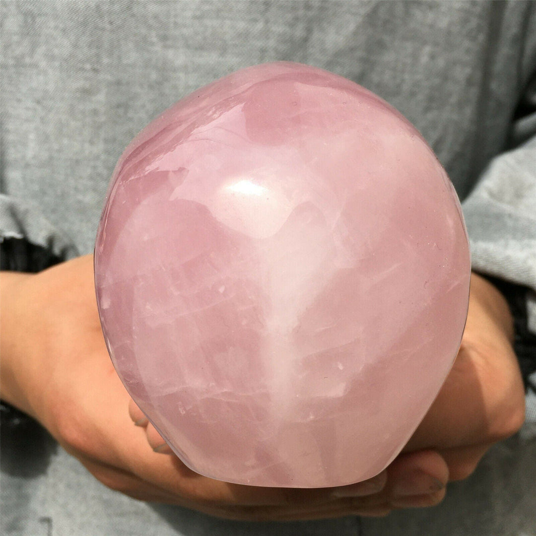 Décoration de crâne en cristal de quartz rose naturel Olivenorma