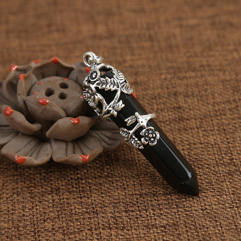 Collier de guérison spirituelle en pierre naturelle avec rose Olivenorma