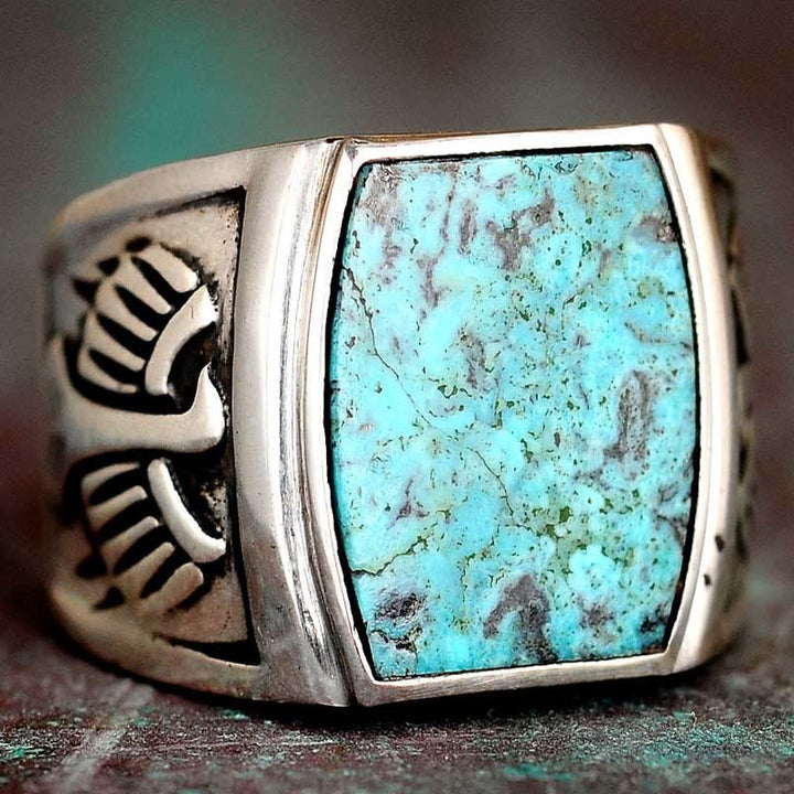 Bague homme aigle turquoise
