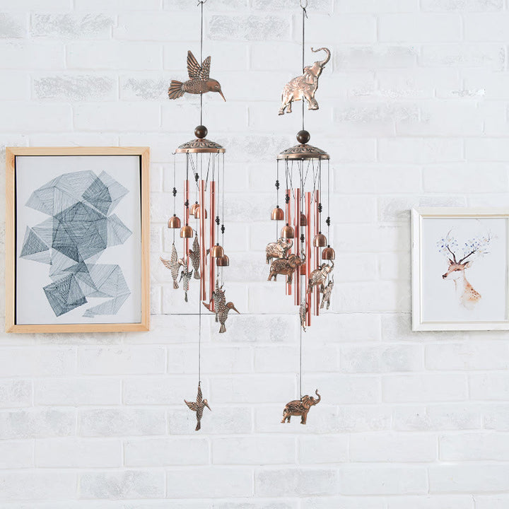 Carillon éolien suspendu en métal avec motif Olivenorma et hibou